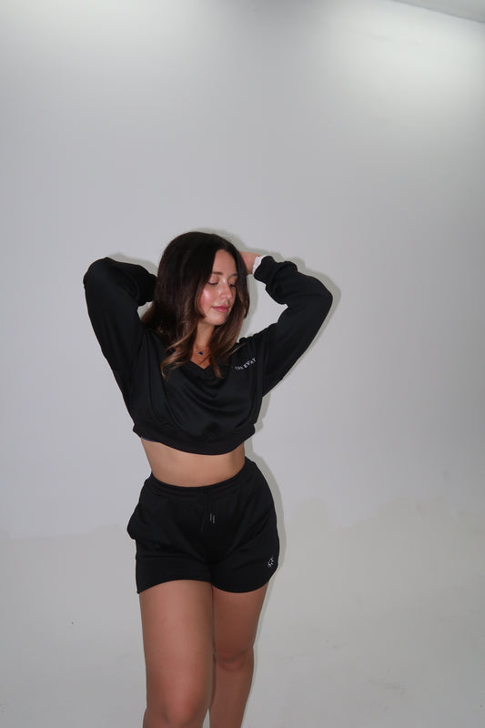 LEAH CROPPED VARSITY CREWNECK